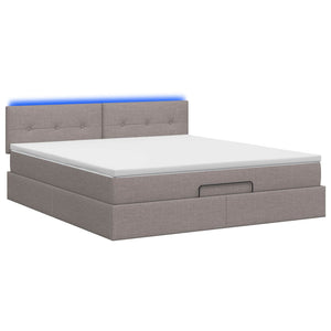 Κρεβάτι Ottoman με Στρώμα και LED Taupe 160 x 200 cm Ύφασμα - Pakobazaar