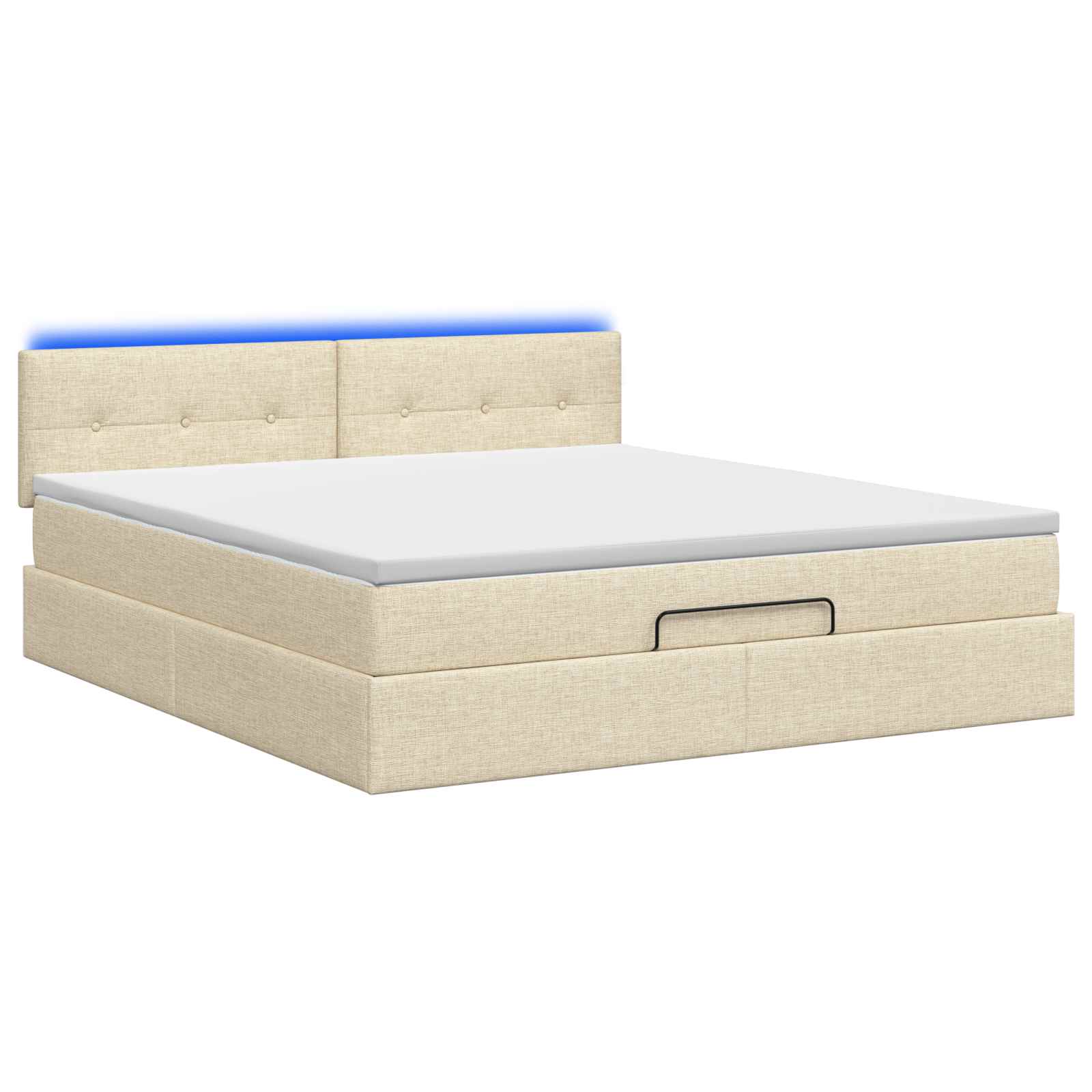 Κρεβάτι Ottoman με Στρώμα και LED Κρεμ 180 x 200 cm Ύφασμα