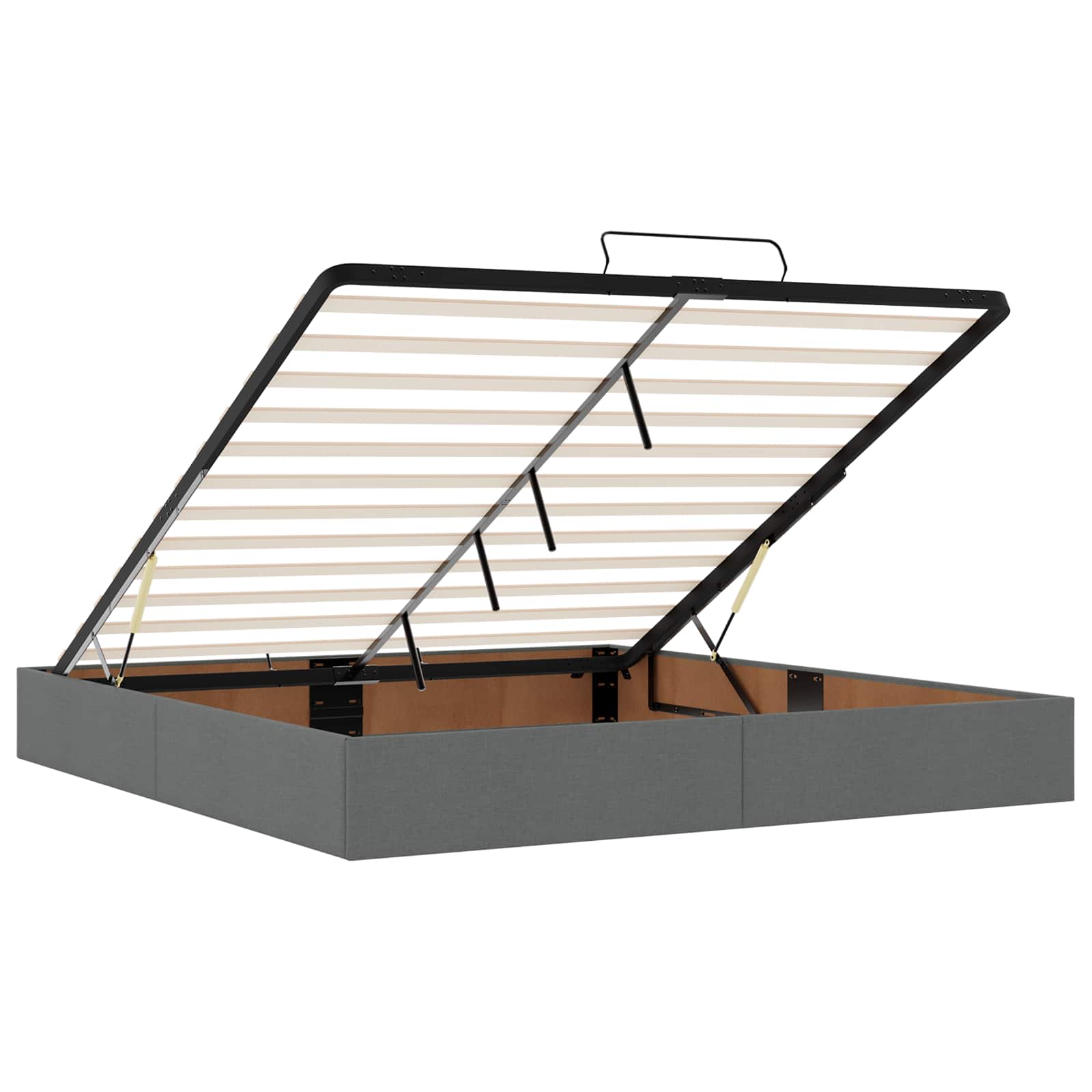 Κρεβάτι Ottoman με Στρώμα και LED Σκούρο Γκρι 200 x 200 cm - Pakobazaar