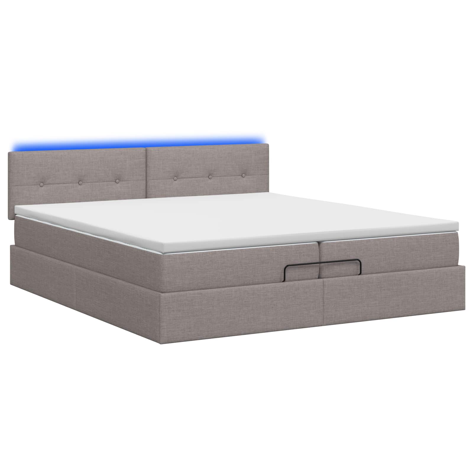 Κρεβάτι Ottoman με Στρώμα και LED Taupe 200 x 200 cm Ύφασμα - Pakobazaar