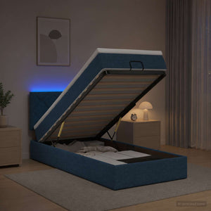 Κρεβάτι Ottoman με Στρώμα και LED Μπλε 80 x 200 cm Ύφασμα - Pakobazaar
