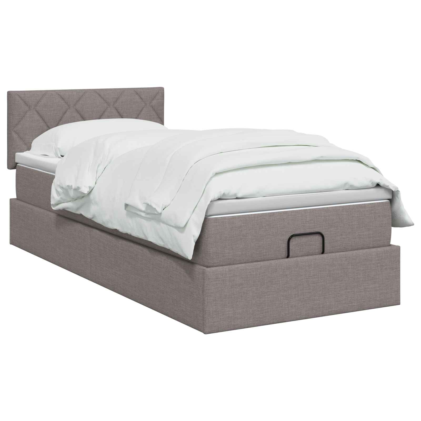 Κρεβάτι Ottoman με Στρώμα και LED Taupe 90 x 190 cm Ύφασμα