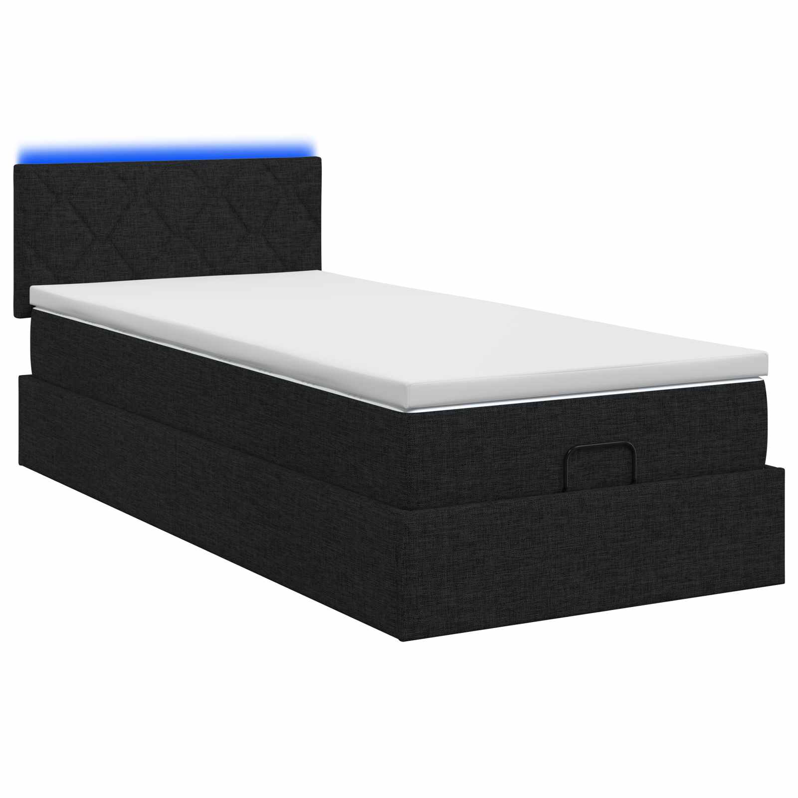 Κρεβάτι Ottoman με Στρώμα και LED Μαύρο 100 x 200 cm Ύφασμα - Pakobazaar