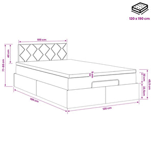 Κρεβάτι Ottoman με Στρώμα και LED Σκούρο Γκρι 120 x 190 cm