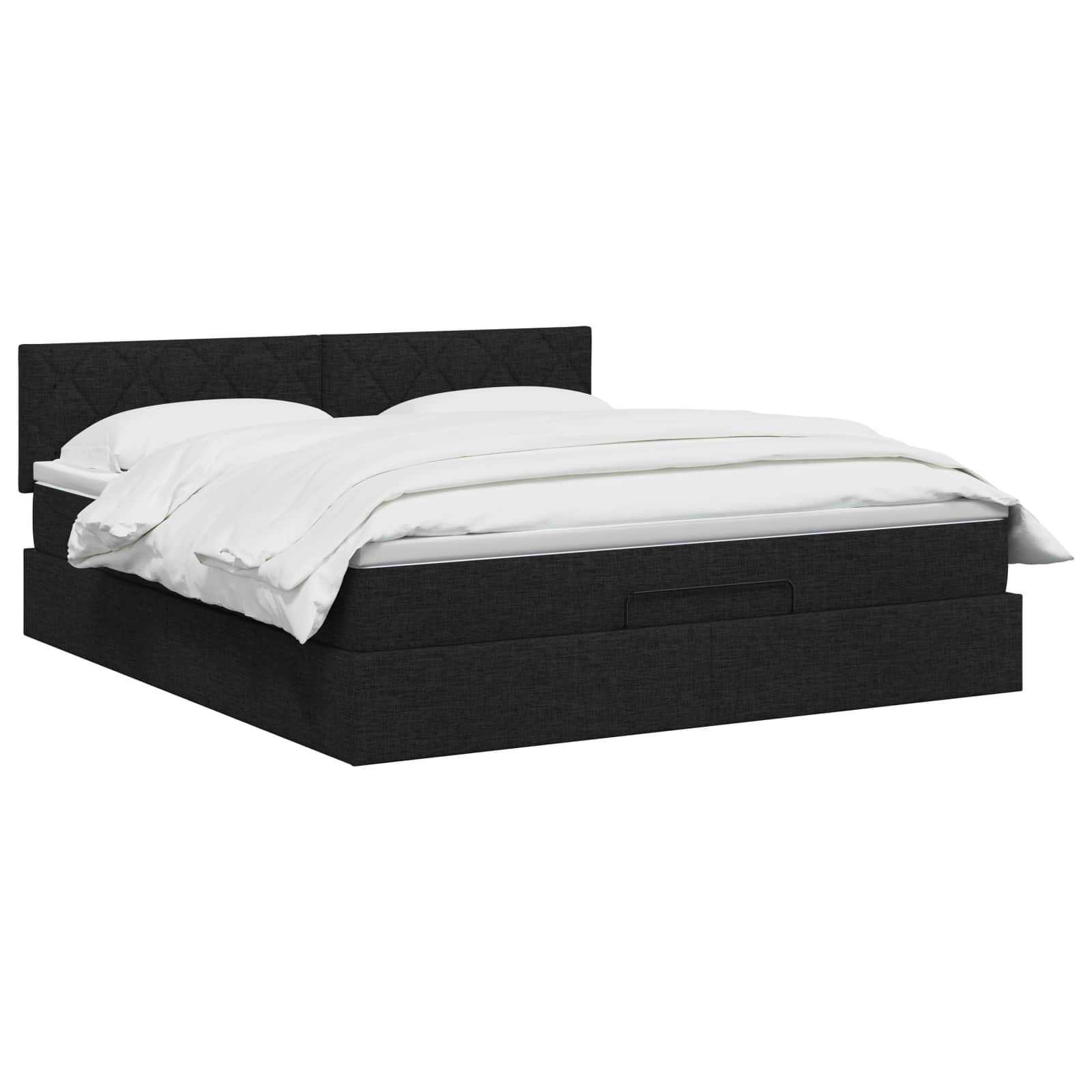 Κρεβάτι Ottoman με Στρώμα και LED Μαύρο 140 x 190 cm Ύφασμα