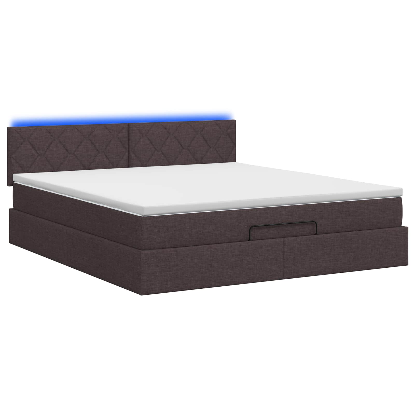 Κρεβάτι Ottoman με Στρώμα και LED Σκούρο Καφέ 140 x 200 cm