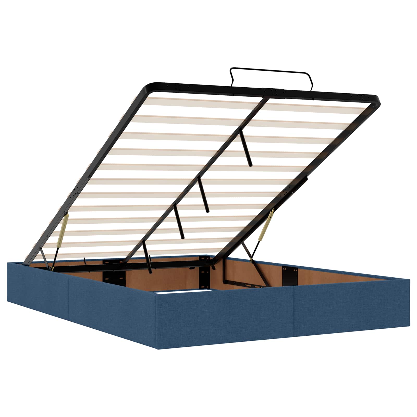 Κρεβάτι Ottoman με Στρώμα και LED Μπλε 160 x 200 cm Ύφασμα - Pakobazaar