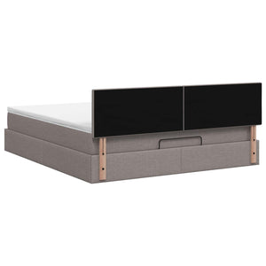Κρεβάτι Ottoman με Στρώμα και LED Taupe 180 x 200 cm Ύφασμα - Pakobazaar