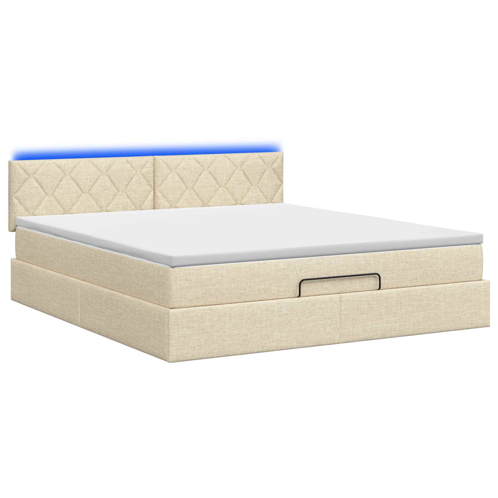 Κρεβάτι Ottoman με Στρώμα και LED Κρεμ 180 x 200 cm Ύφασμα - Pakobazaar