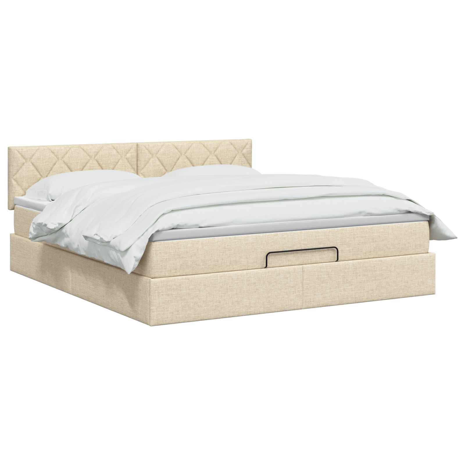 Κρεβάτι Ottoman με Στρώμα και LED Κρεμ 180 x 200 cm Ύφασμα - Pakobazaar