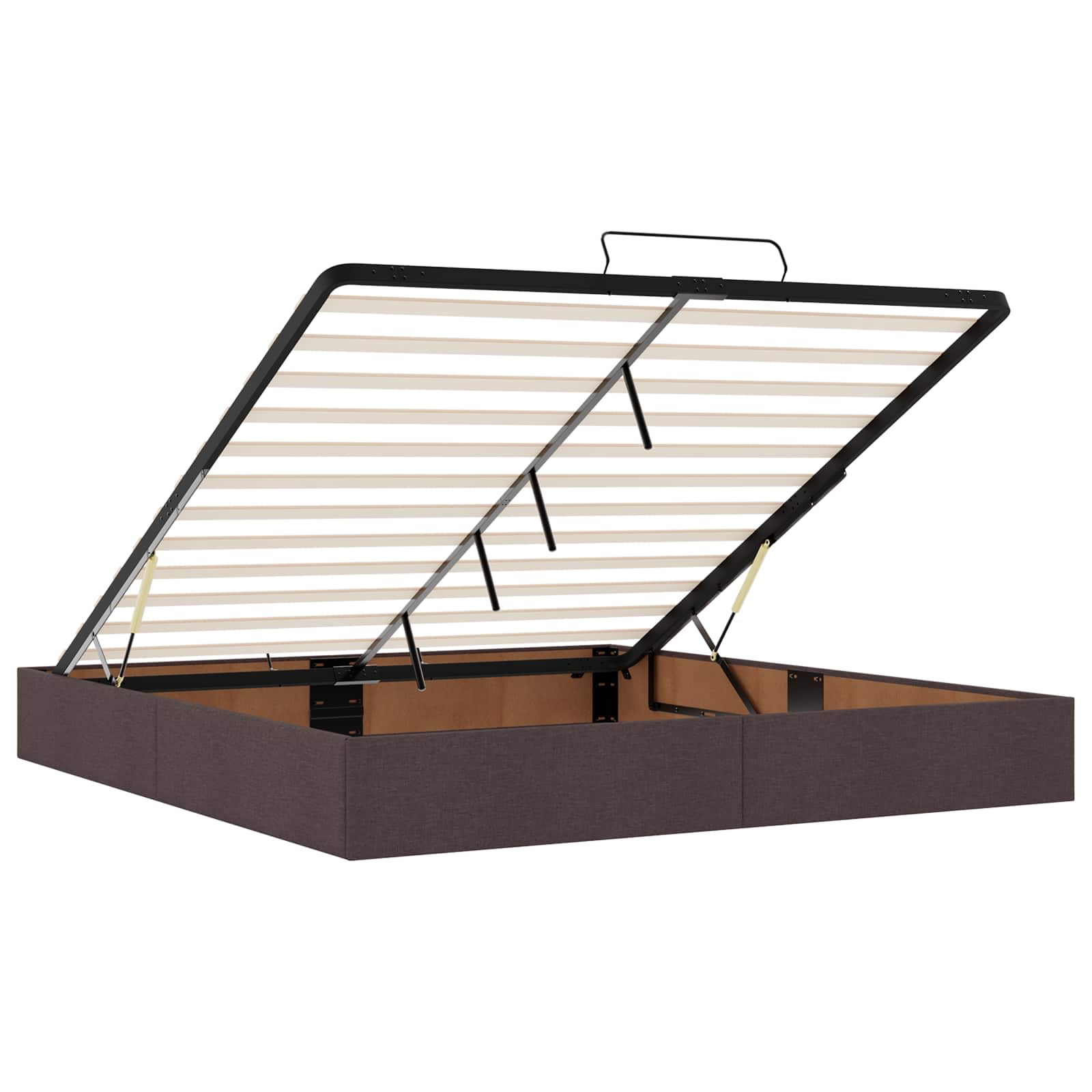 Κρεβάτι Ottoman με Στρώμα και LED Σκούρο Καφέ 200 x 200 cm - Pakobazaar