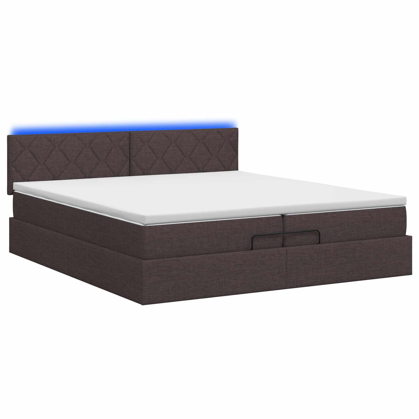 Κρεβάτι Ottoman με Στρώμα και LED Σκούρο Καφέ 200 x 200 cm - Pakobazaar