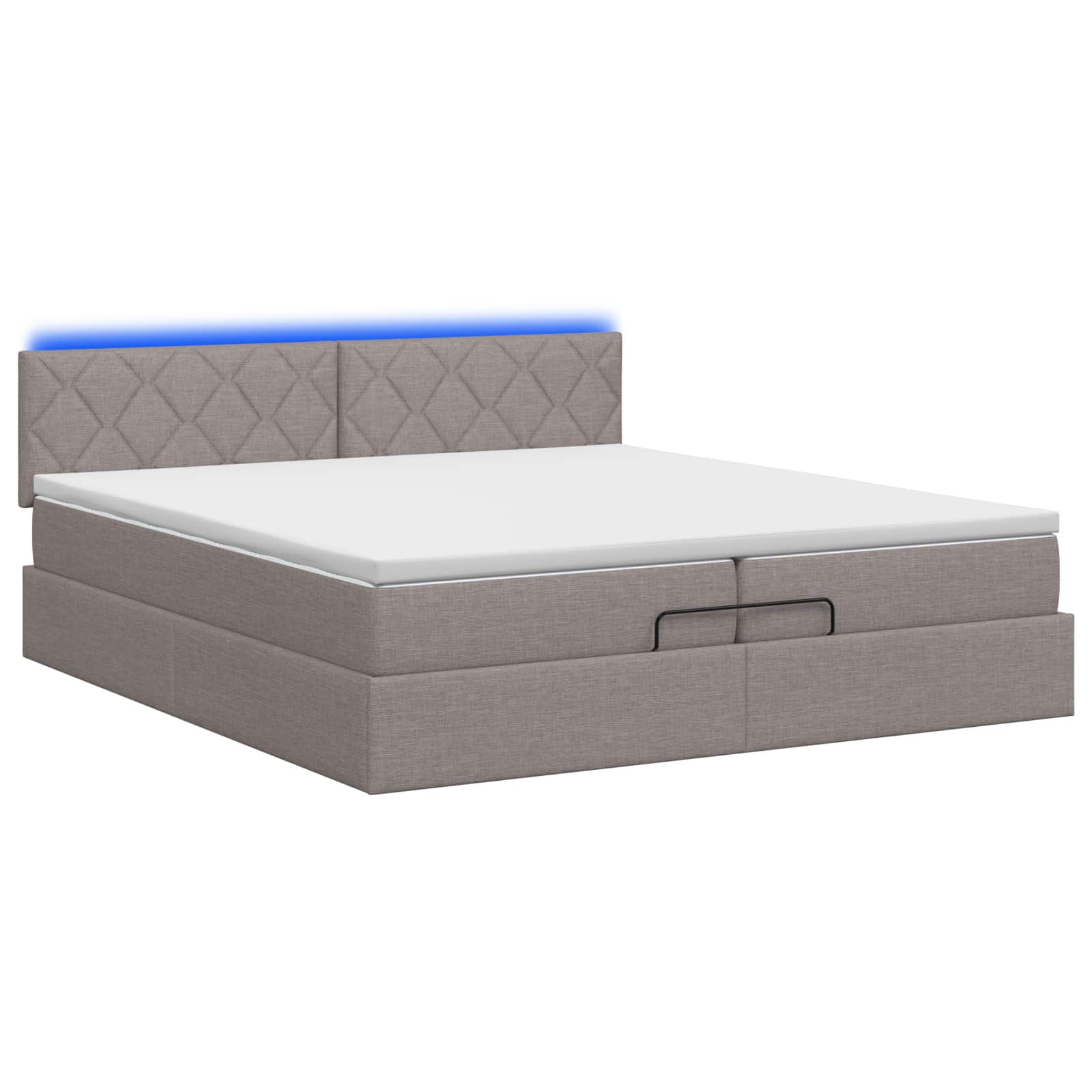 Κρεβάτι Ottoman με Στρώμα και LED Taupe 200 x 200 cm Ύφασμα - Pakobazaar