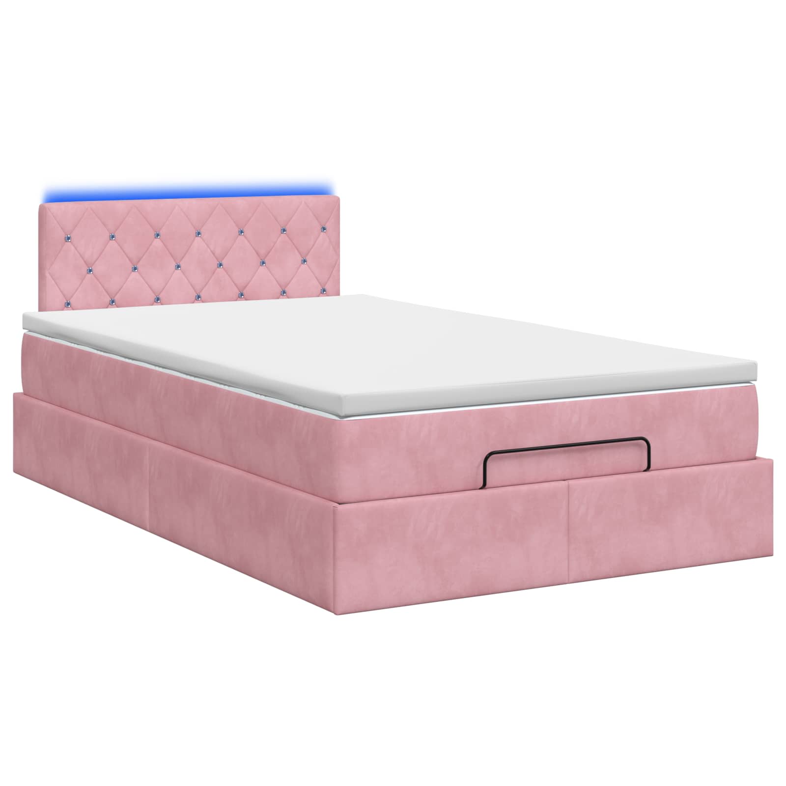 Κρεβάτι Ottoman με Στρώμα και LED Ροζ 120 x 190 cm Βελούδο - Pakobazaar