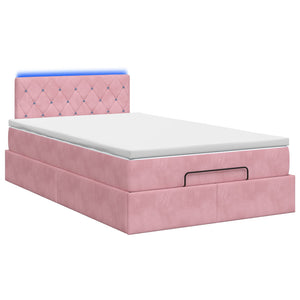 Κρεβάτι Ottoman με Στρώμα και LED Ροζ 120 x 190 cm Βελούδο - Pakobazaar