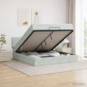 Κρεβάτι Ottoman με Στρώμα και LED Ανοιχτό γκρι 180 x 200 cm - Pakobazaar