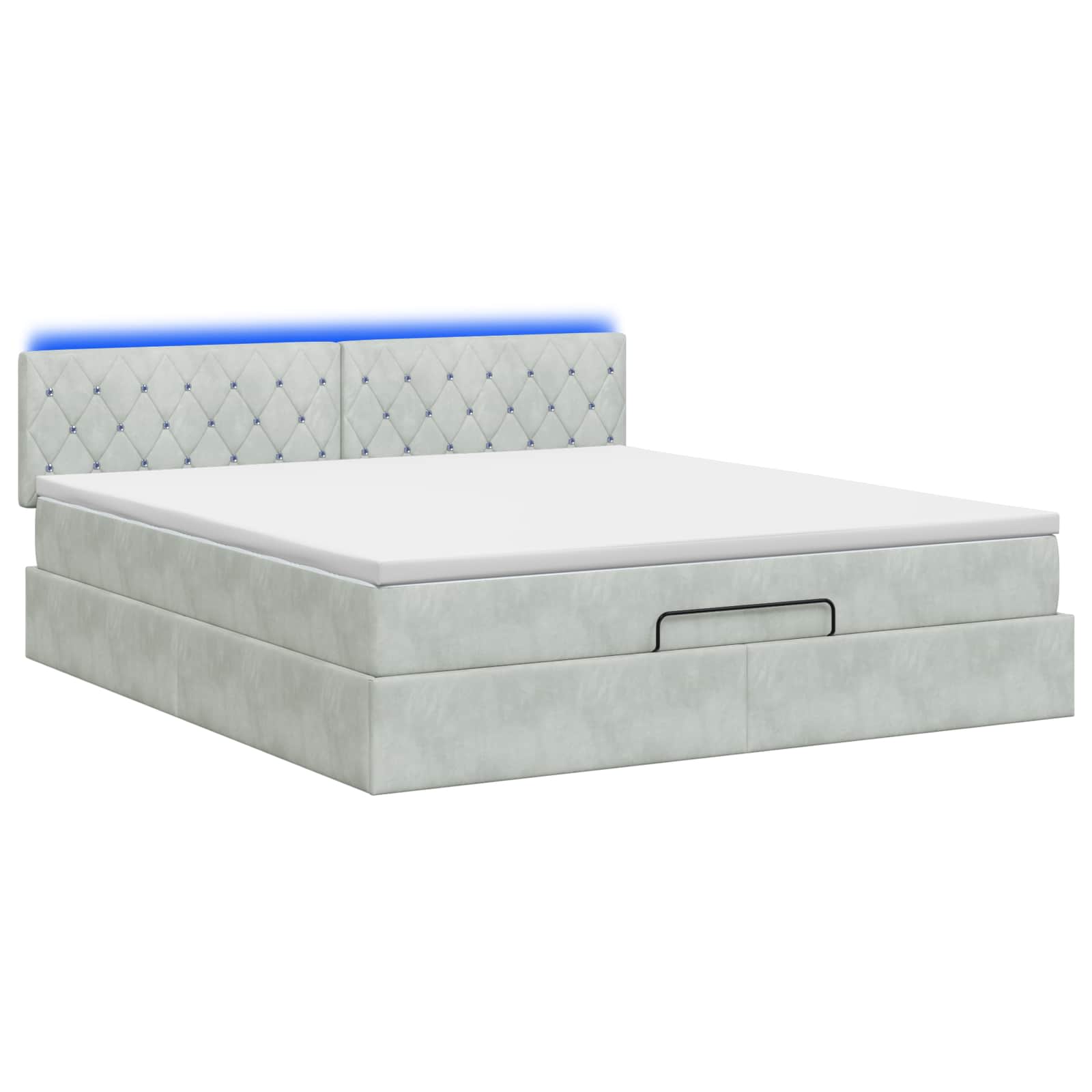 Κρεβάτι Ottoman με Στρώμα και LED Ανοιχτό γκρι 180 x 200 cm - Pakobazaar