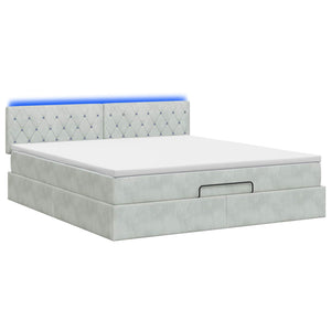 Κρεβάτι Ottoman με Στρώμα και LED Ανοιχτό γκρι 180 x 200 cm - Pakobazaar