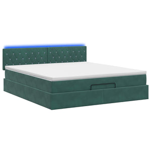 Κρεβάτι Ottoman με Στρώμα και LED Σκούρο Πράσινο 180 x 200 cm - Pakobazaar