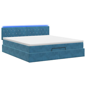 Κρεβάτι Ottoman με Στρώμα και LED Σκούρο Μπλε 180 x 200 cm - Pakobazaar