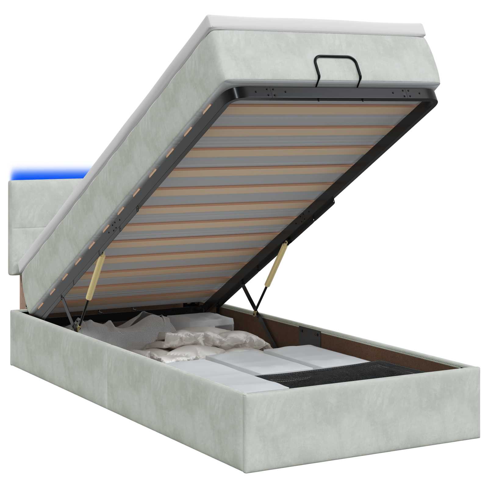 Κρεβάτι Ottoman με Στρώμα και LED Ανοιχτό γκρι 80 x 200 cm - Pakobazaar