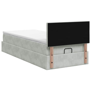 Κρεβάτι Ottoman με Στρώμα και LED Ανοιχτό γκρι 80 x 200 cm - Pakobazaar