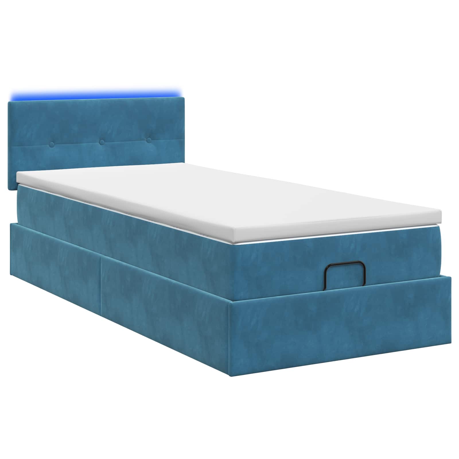 Κρεβάτι Ottoman με Στρώμα και LED Σκούρο Μπλε 80 x 200 cm - Pakobazaar