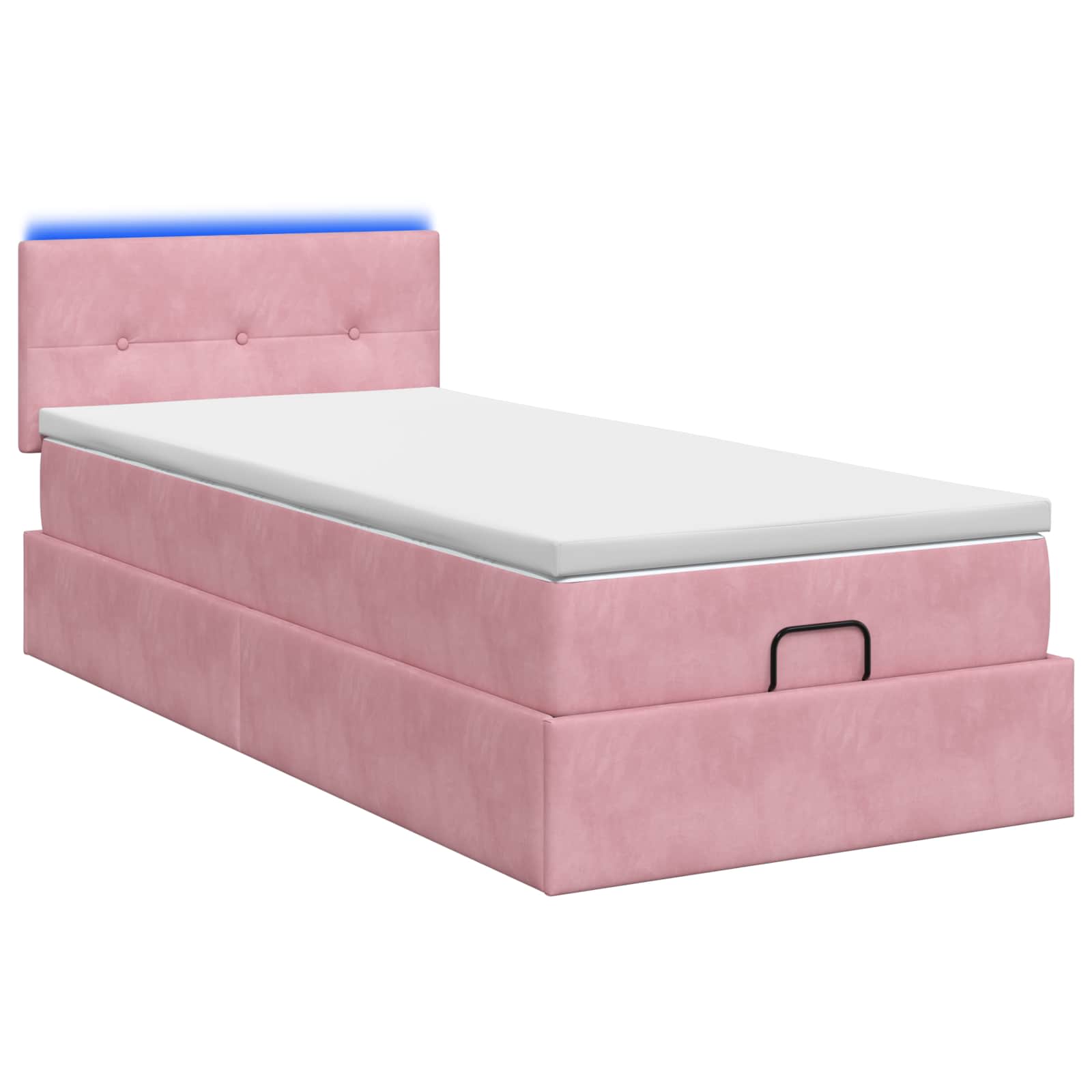 Κρεβάτι Ottoman με Στρώμα και LED Ροζ 80 x 200 cm Βελούδο - Pakobazaar