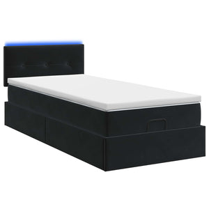 Κρεβάτι Ottoman με Στρώμα και LED Μαύρο 90 x 200 cm Βελούδο