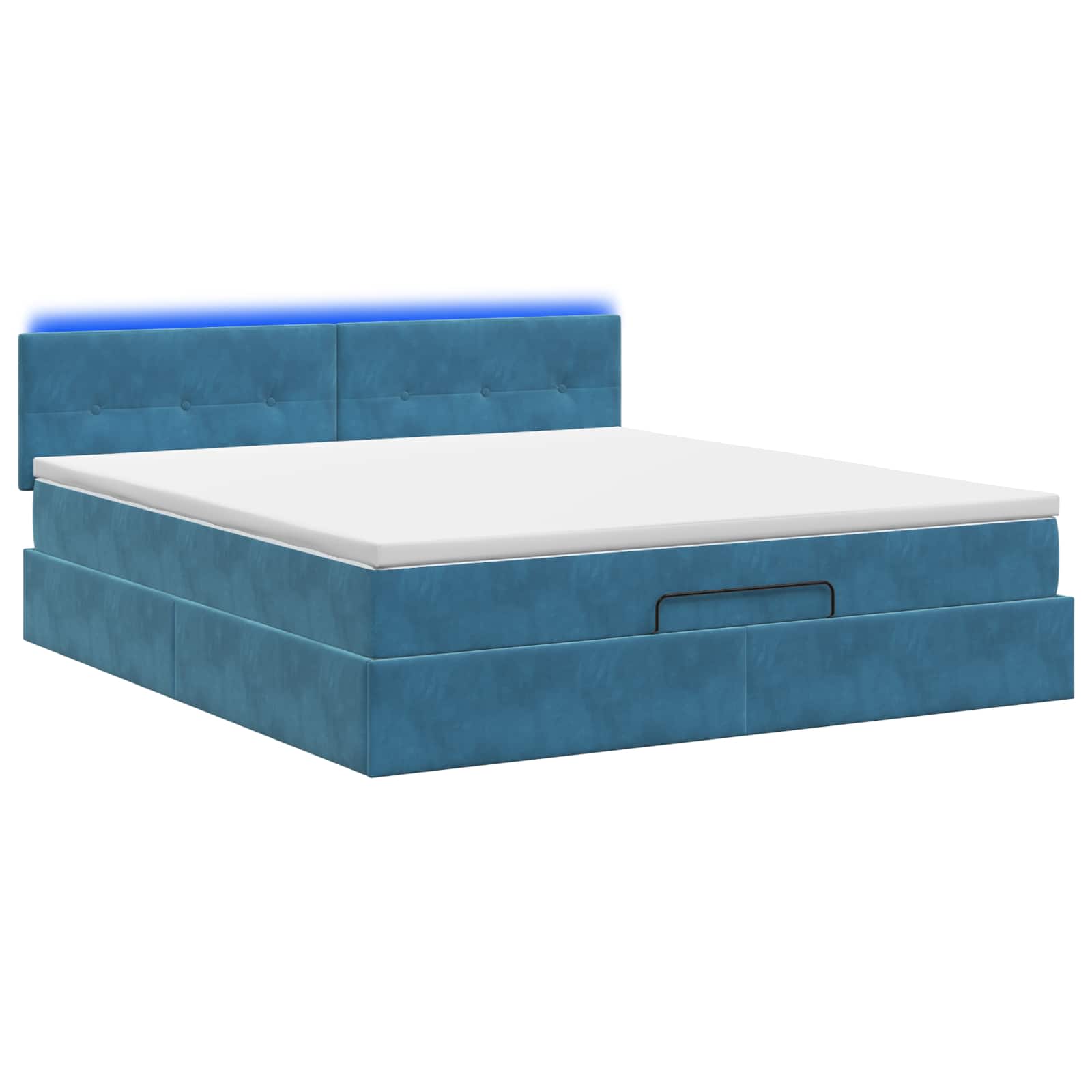 Κρεβάτι Ottoman με Στρώμα και LED Σκούρο Μπλε 140 x 190 cm - Pakobazaar