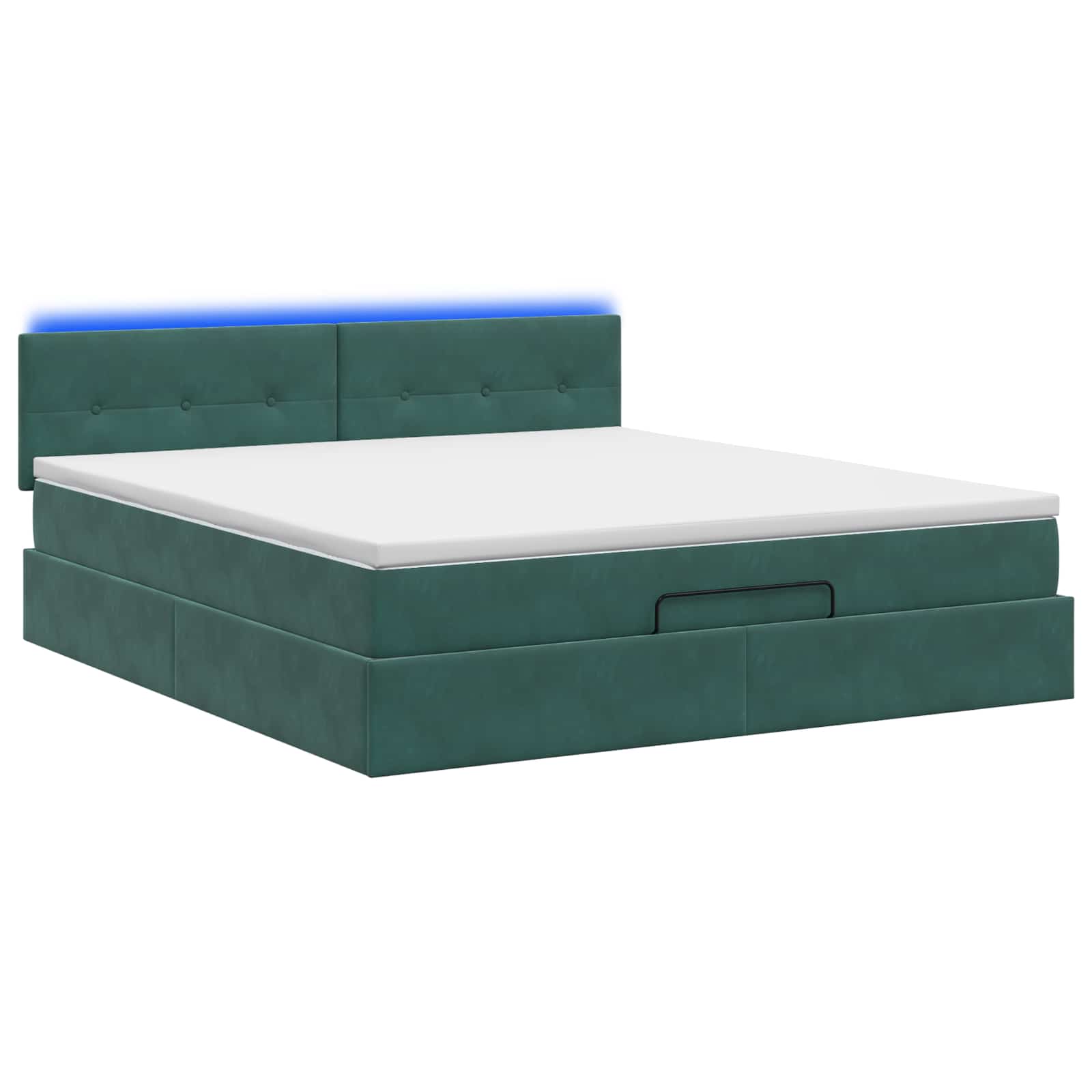 Κρεβάτι Ottoman με Στρώμα και LED Σκούρο Πράσινο 160 x 200 cm - Pakobazaar