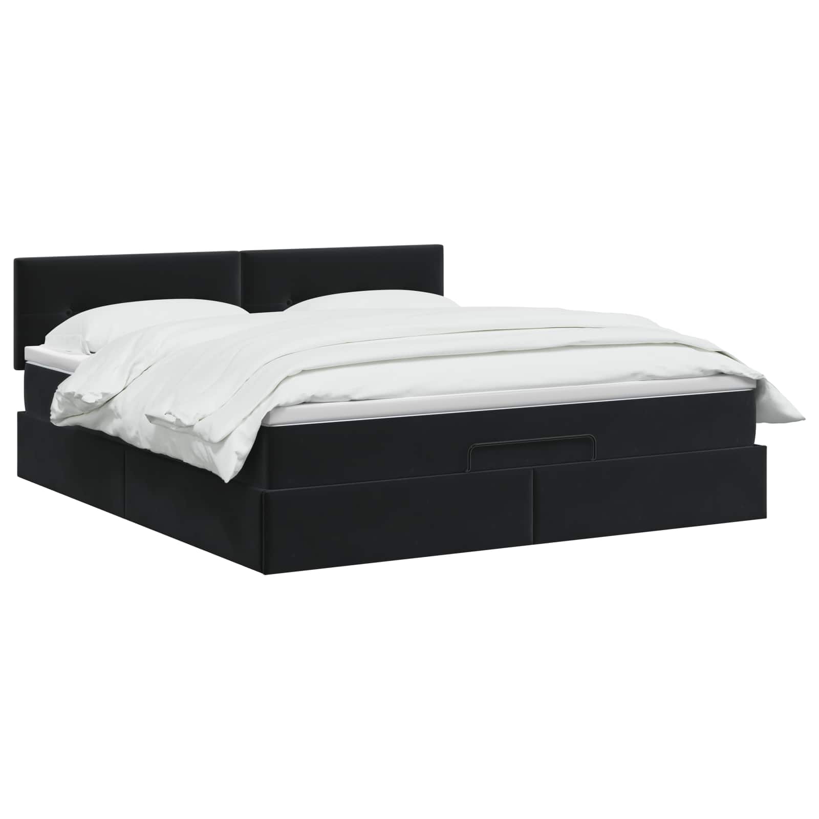 Κρεβάτι Ottoman με Στρώμα και LED Μαύρο 180 x 200 cm Βελούδο - Pakobazaar