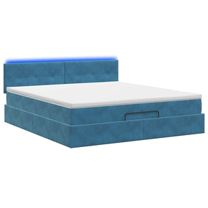 Κρεβάτι Ottoman με Στρώμα και LED Σκούρο Μπλε 180 x 200 cm