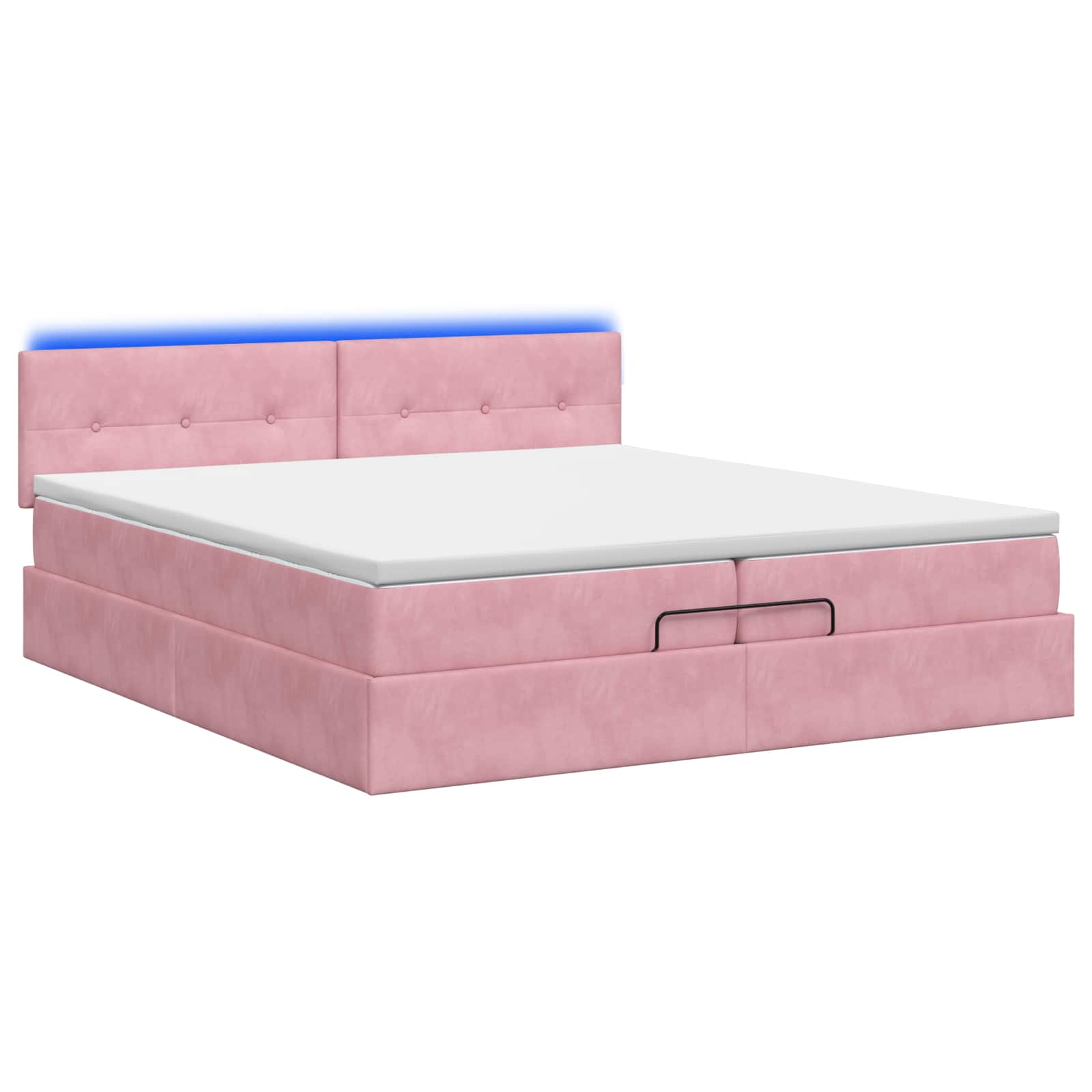 Κρεβάτι Ottoman με Στρώμα και LED Ροζ 200 x 200 cm Βελούδο - Pakobazaar