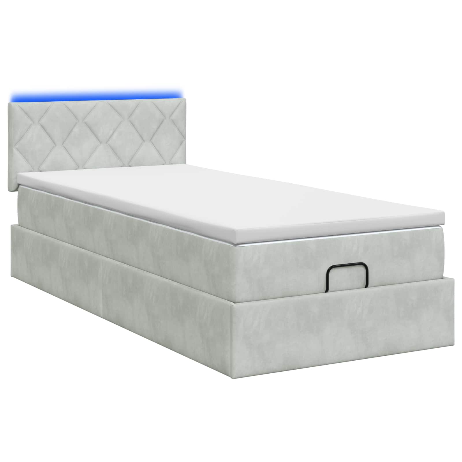 Κρεβάτι Ottoman με Στρώμα και LED Ανοιχτό γκρι 90 x 190 cm - Pakobazaar