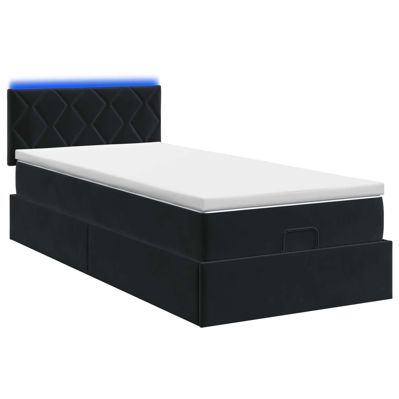 Κρεβάτι Ottoman με Στρώμα και LED Μαύρο 90 x 190 cm Βελούδο - Pakobazaar