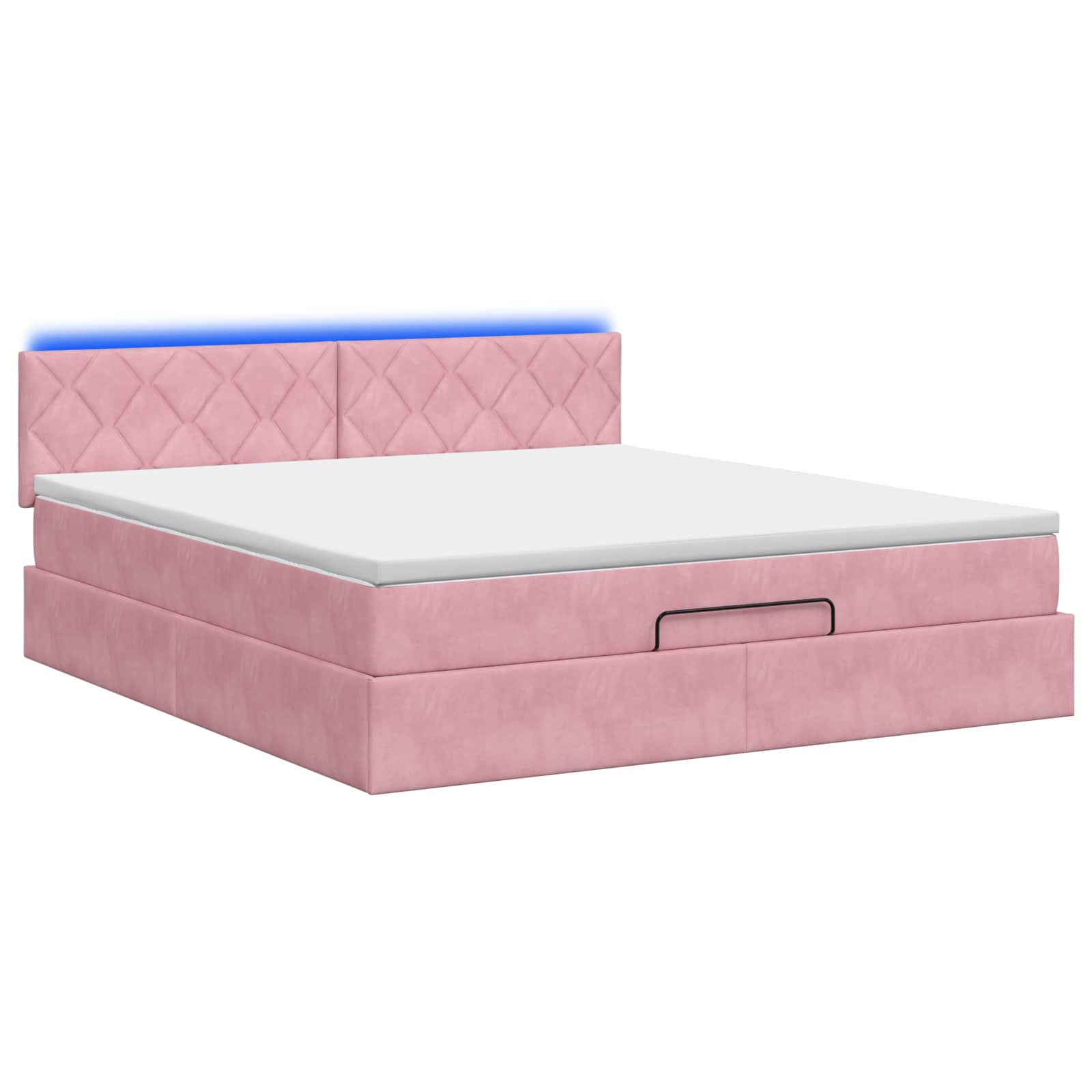 Κρεβάτι Ottoman με Στρώμα και LED Ροζ 140 x 190 cm Βελούδο - Pakobazaar
