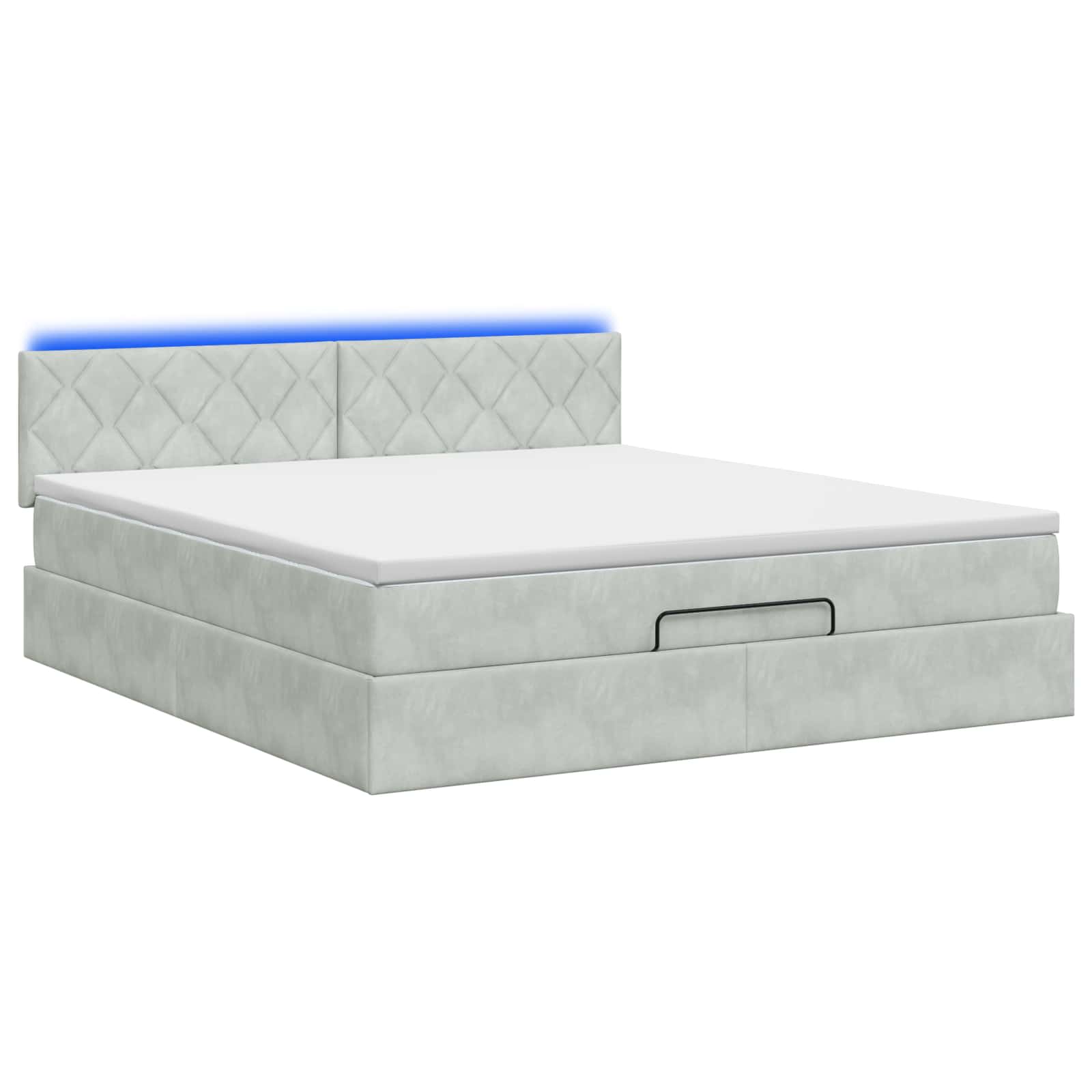 Κρεβάτι Ottoman με Στρώμα και LED Ανοιχτό γκρι 160 x 200 cm - Pakobazaar