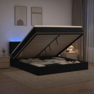 Κρεβάτι Ottoman με Στρώμα και LED Μαύρο 160 x 200 cm Βελούδο - Pakobazaar