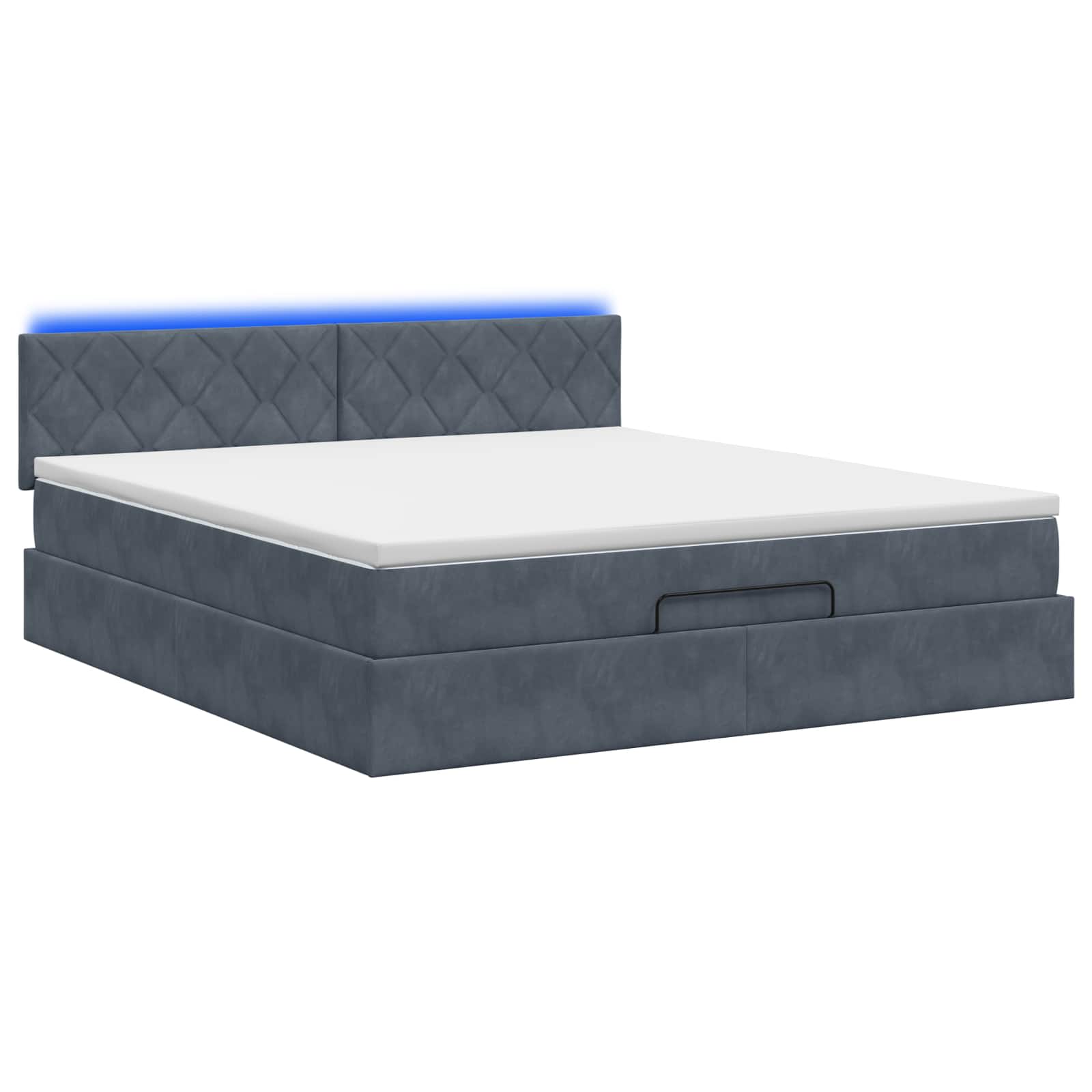 Κρεβάτι Ottoman με Στρώμα και LED Σκούρο Γκρι 180 x 200 cm - Pakobazaar