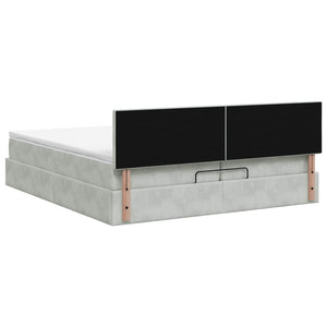 Κρεβάτι Ottoman με Στρώμα και LED Ανοιχτό γκρι 200 x 200 cm - Pakobazaar