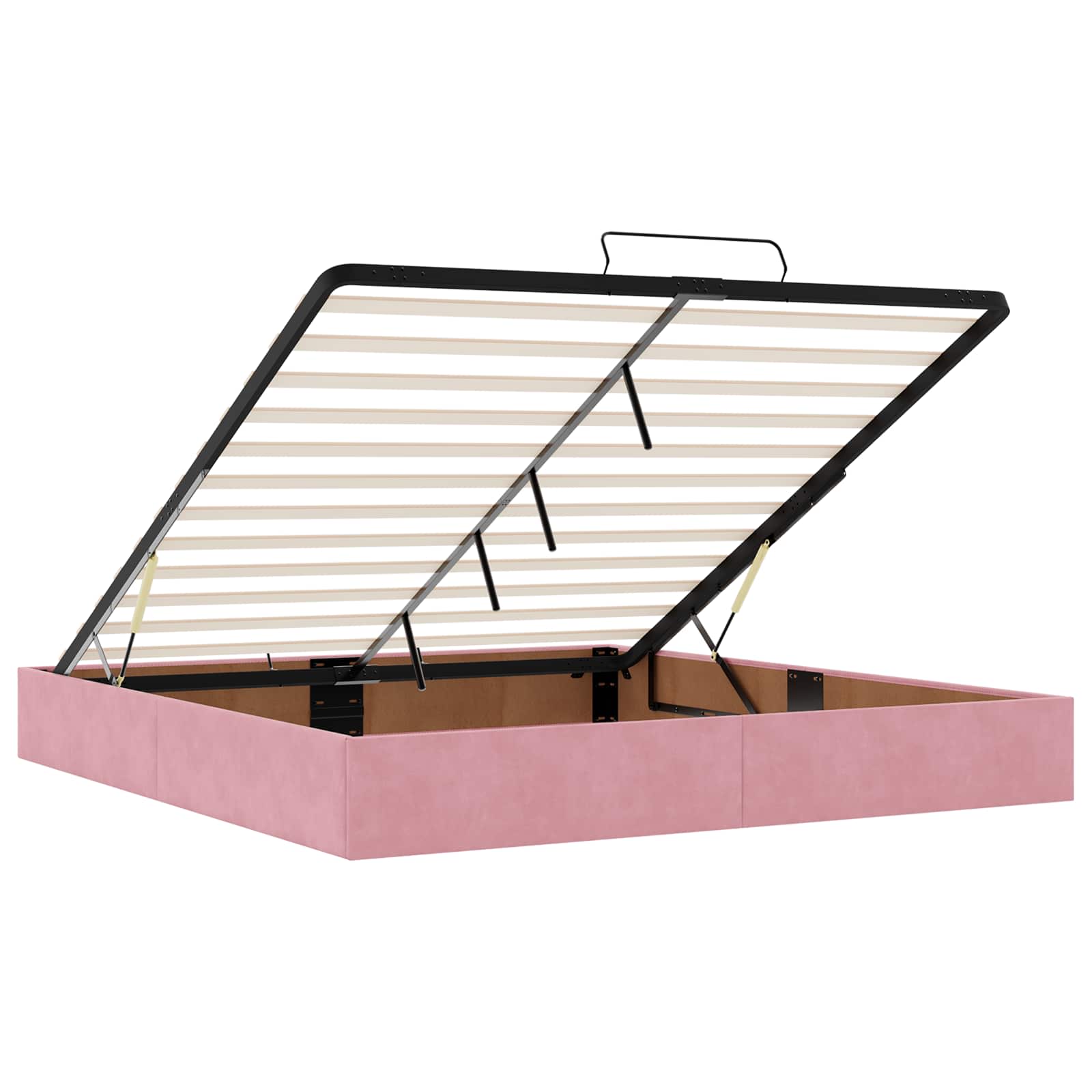 Κρεβάτι Ottoman με Στρώμα και LED Ροζ 200 x 200 cm Βελούδο - Pakobazaar