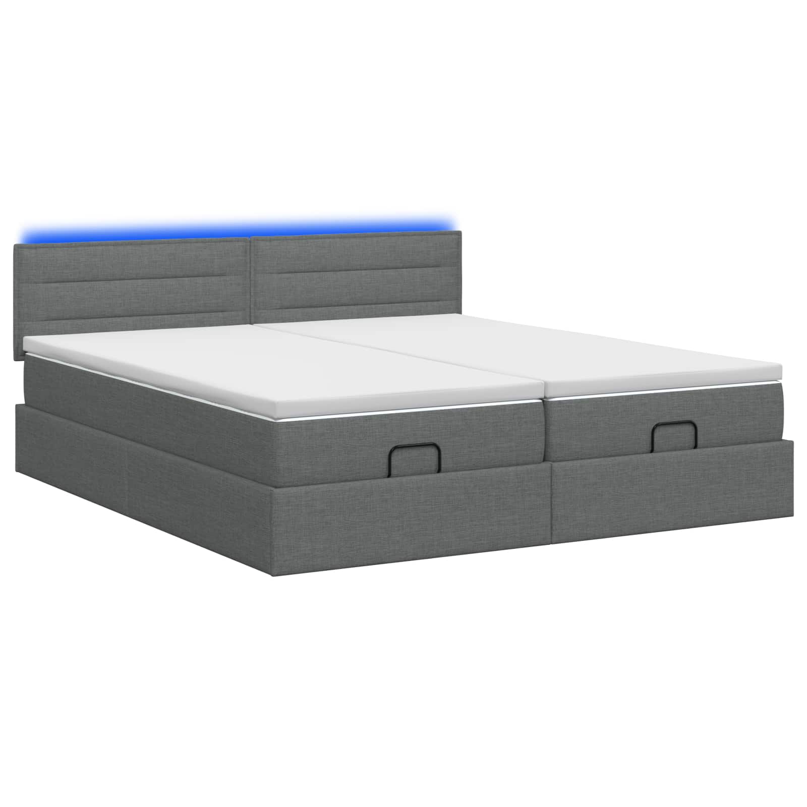 Κρεβάτι Ottoman με Στρώμα και LED Σκούρο Γκρι 160 x 200 cm - Pakobazaar