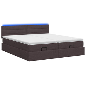 Κρεβάτι Ottoman με Στρώμα και LED Σκούρο Καφέ 160 x 200 cm