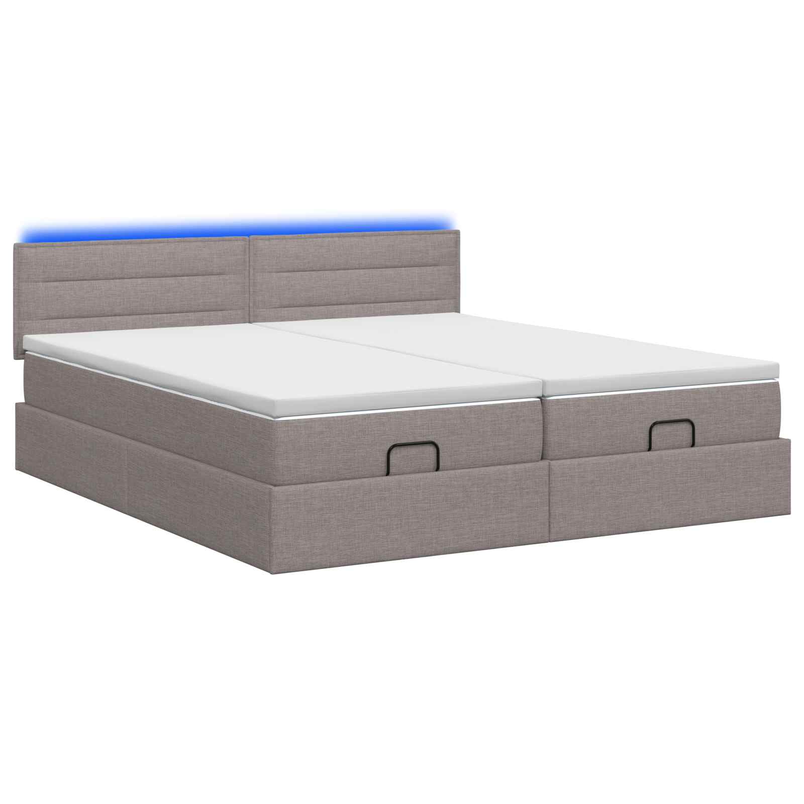 Κρεβάτι Ottoman με Στρώμα και LED Taupe 160 x 200 cm Ύφασμα - Pakobazaar