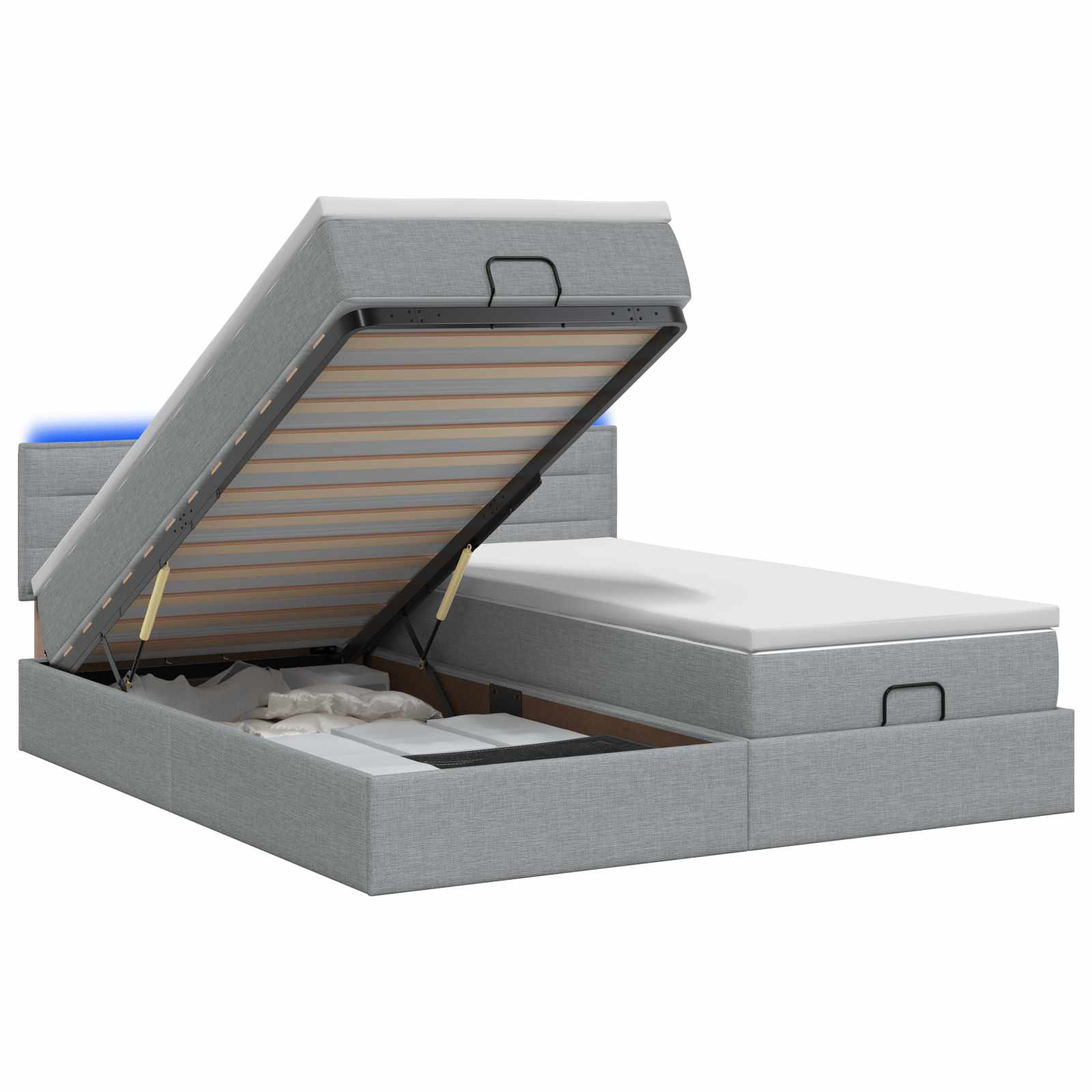 Κρεβάτι Ottoman με Στρώμα και LED Ανοιχτό γκρι 180 x 200 cm - Pakobazaar
