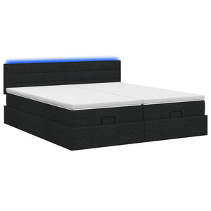Κρεβάτι Ottoman με Στρώμα και LED Μαύρο 180 x 200 cm Ύφασμα