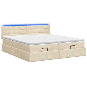 Κρεβάτι Ottoman με Στρώμα και LED Κρεμ 180 x 200 cm Ύφασμα - Pakobazaar