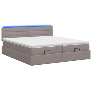 Κρεβάτι Ottoman με Στρώμα και LED Taupe 200 x 200 cm Ύφασμα - Pakobazaar