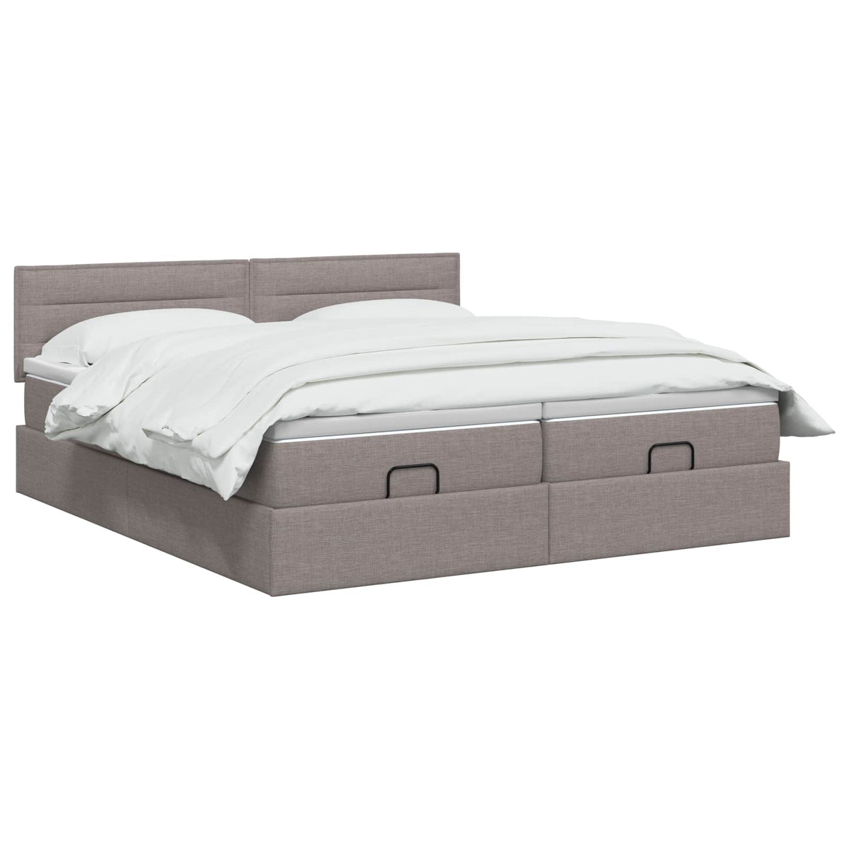 Κρεβάτι Ottoman με Στρώμα και LED Taupe 200 x 200 cm Ύφασμα - Pakobazaar